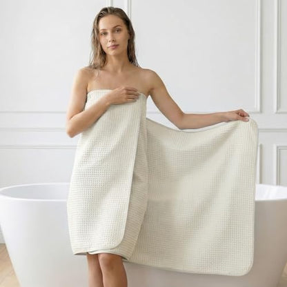 REDKISS Soft 8 Piece Waffle Towel Set, Microfiber, Lighter Weight, Absorbent, Quick Dry, Lint Free Bath Towels for Bathroom, Spa & Hotel – 2 Bath, 2 Hand, 4 Washcloths, Cream - color: Cream