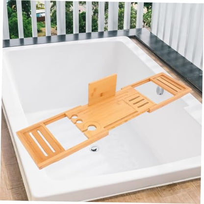 Expandable Bamboo Bathtub Tray Bath Organizer with Design for Various Tub Versatile Storage for Shower Essentials Non-Slip Secure Bath Accessory