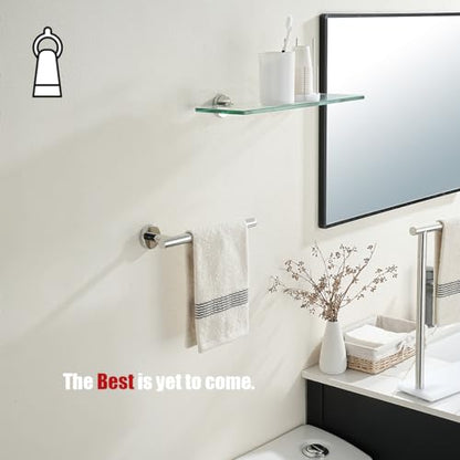 JQK Hand Towel Holder Towel Ring Chrome, 10 Inch Thicken 0.8mm 304 Stainless Steel Bathroom Hand Towel Bar, 9 Inch Useable Length Wall Mount Towel Rack Hanger, Polished Steel, THH110L9-CH - color: Polished Steel