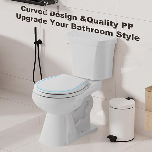 Angol Shiold Round Toilet Seat Soft Close & Quick Release, White Plastic Toilet Seats Cover Rust-Proof(16.5",Modern) - color: 1-Pack