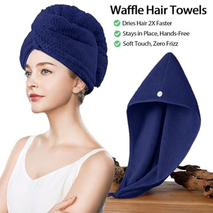 Bath Towel Set of 8,Large Bath Sheets 35"x70"-Navy Blue | Super Soft Microfiber, Lint Free & Quick Dry Towels for Bathroom,Gym,Hotel–2 Bath,2 Hair,2 Hand,2 Washcloths - color: Navy Blue, size: 8Piece Towel Set