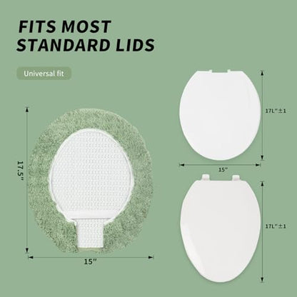 Soft Microfiber Toilet Lid Cover 17.5" x 15" Machine Washable | Solid Toilet Seat Cover Adjustable Rubber Backing Fits Most 16 -17.5" L x 14-16" W Round Oblong and Elongated Toilet Seat - color: Sage Green