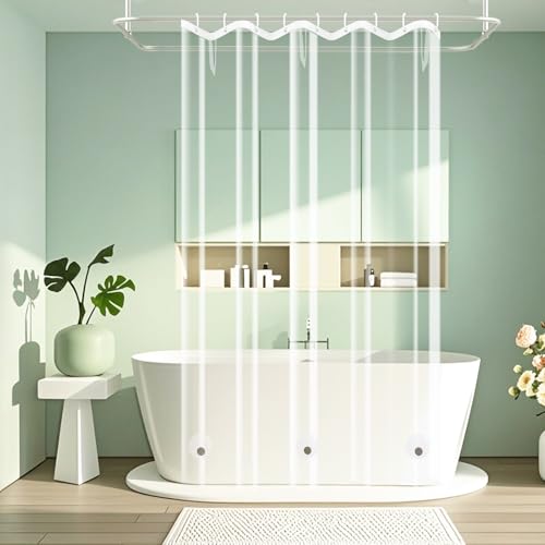 Seenus Clear Stall Shower Curtain Liner with 3 Large Magnets, 54 x 72 Inch Bpa-Free PEVA 8G Plastic Shower Liner Weighted, Waterproof Transparent Bathroom Shower Curtain Inner Liner - color: Clear, size: 54"W x 72"L (Pack of 1)