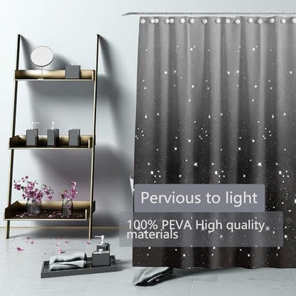 Shower Curtain Liner 72 x 72, Plastic Waterproof 4G Lightweight Shower Liner for Bathroom, with Grommets Holes and 3 Heavy Duty Magnetic Weights - color: Black Star