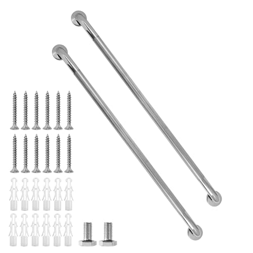 Rockgoya Shower Grab Bar, 2 Pack 39.4 Inch Bathroom Grab Bar, 304 Stainless Steel 1.25" Diameter Anti-Slip Handicap Grab Bar Support Shower Rail Senior Handrail Shower Safety Bar Handle - size: 39.4 Inch