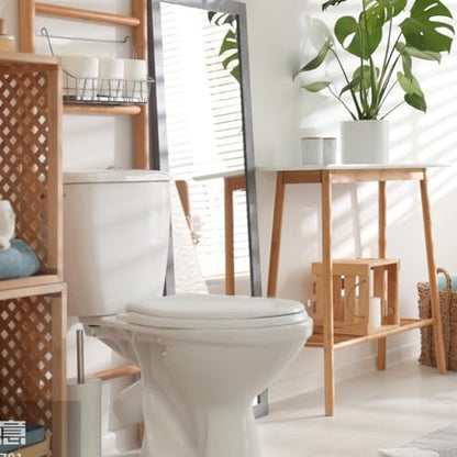 Slow Close Toilet Seat, Round Cushioned Soft Close Toilet Lid with Quick Release Hinges, Padded Vinyl Seat for Elongated/Standard Round Bowls, Easy Clean No Slam White Plastic Replacement