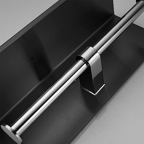 Toilet Paper Holder with Phone Shelf, Wall Mounted Stainless Steel Tissue Dispenser for Bathroom (Double Roll-Black) - color: Double Roll-black