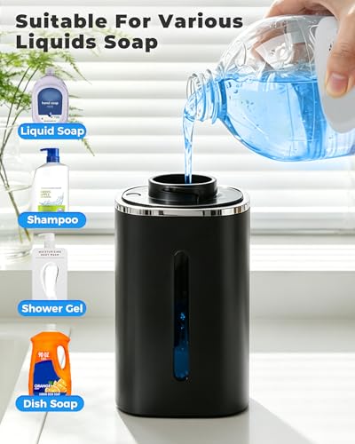 2 Pack Automatic Soap Dispenser Touchless, Rechargeable | Liquid Soap Dispenser 9 Adjustable Levels,13.5oz/400mL,IPX5 Waterproof, Wall Mounted or Countertop for Kitchen & Bathroom - color: Black Liquid
