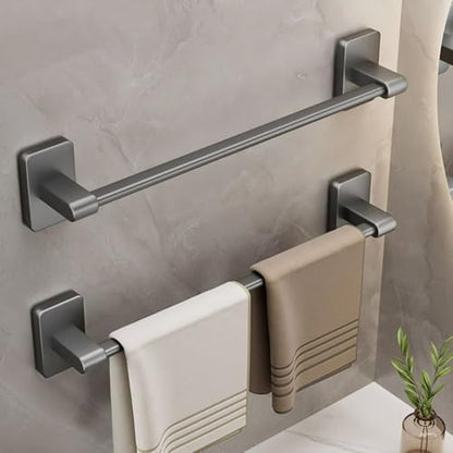 Towel Holder No Drilling Aluminum Alloy Bathroom Shelves Self-Adhesive Towel Storage Rack (30cm,Grey)