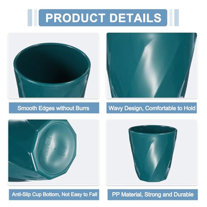 uxcell 4 Pcs Simple Toothbrush Cup, 13.5 OZ Reusable Bathroom Tumbler, 2.2 x 3.5 Unbreakable Plastic Cups for Storing Toothpaste Makeup Brush Holder Water Beverages Combs, Dark Green - color: Dark Green