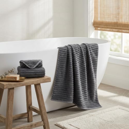 3 Pack Bath Towel Set, 40"x80" Oversized Bath Sheet, Charcoal Gray | Ultra Soft Microfiber, Lint Free, Quick Dry, Highly Absorbent, Full Body Coverage, 1 Bath Sheet, 1 Hand Towel, 1 Washcloth - color: Charcoal Gray, size: 3 Piece Towel Set
