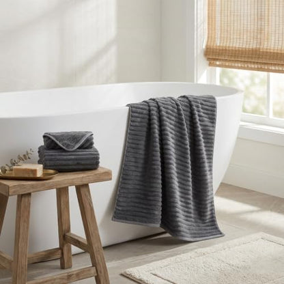 3 Pack Bath Towel Set, 40"x80" Oversized Bath Sheet, Charcoal Gray | Ultra Soft Microfiber, Lint Free, Quick Dry, Highly Absorbent, Full Body Coverage, 1 Bath Sheet, 1 Hand Towel, 1 Washcloth - color: Charcoal Gray, size: 3 Piece Towel Set