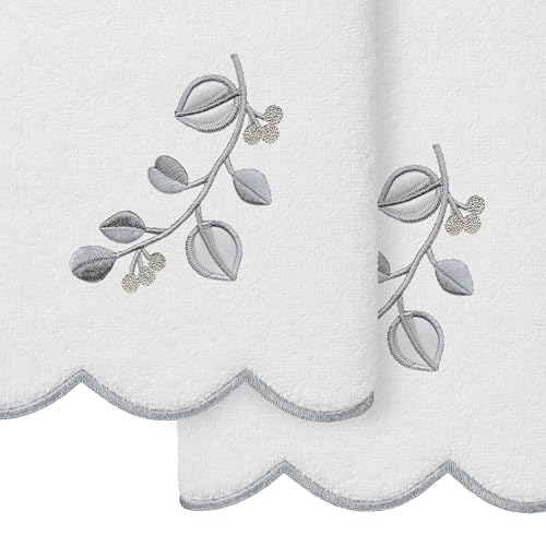 Jardin Turkish Cotton Scallop Towel-Grey-2 Pcs Hand Towel - color: Grey, size: 2 Pcs Hand Towel