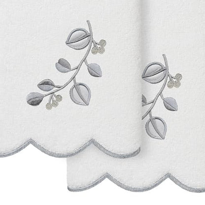 Jardin Turkish Cotton Scallop Towel-Grey-2 Pcs Hand Towel - color: Grey, size: 2 Pcs Hand Towel