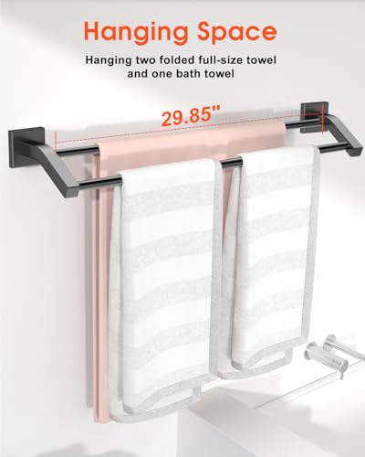 Alise Bath Double Towel Bar,32" Double Towel Racks for Bathroom,Matte Black | Quick Drying Bathroom Towel Holder, SUS304 Stainless Steel Towel Hanger Wall Mount - color: Matte Black, size: 32-Inch (2-Bars)