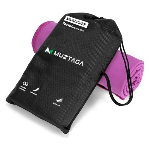 Microfibre Towel Extra Large for Beach, Travel, Swimming, Bath– Quick Dry, Ultra Compact, Sand Free, Lightweight & Super Absorbent(Purple,78x35 in) - color: Purple, size: 78"x35"