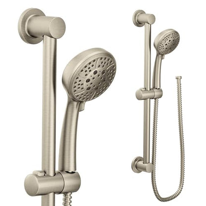 Moen Brushed Nickel Eco-Performance 4-Spray Pattern Handheld Showerhead with 69 Long Hose and 30-Inch Slide Bar, 3669EPBN - color: Brushed Nickel