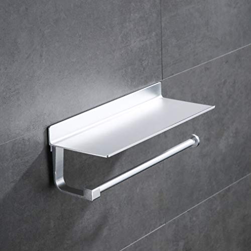 Paper Towel Holder with Shelf,Wall Mount 2-in-1 for Kitchen Shower Bathroom Organizer Storage