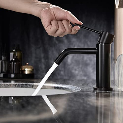 Oil Rubbed Bronze Bathroom Faucet Single Hole, Single Handle Bronze Sink Faucet Bathroom with Pop Up Drain and Water Faucet Supply Lines - color: Oil Rubbed Bronze, size: Faucet