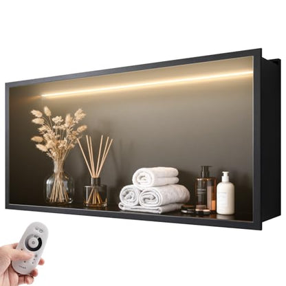 WICHEMI Shower Niche LED Lights 24"X12" Recessed Wall Niche for Shower Wall - color: Warm White, size: 24" X 12"