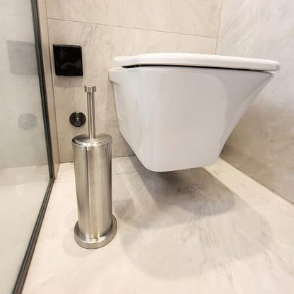 Brushed Nickel Toilet Bowl Brush with Holder, Durable Bathroom Cleaning Tool, Modern Design for Easy Toilet Maintenance, Bathroom Cleaner Brush for Efficient Cleaning and Hygiene - color: Brushed Nickel