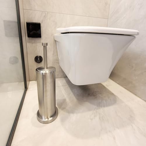 Brushed Nickel Toilet Bowl Brush with Holder, Durable Bathroom Cleaning Tool, Modern Design for Easy Toilet Maintenance, Bathroom Cleaner Brush for Efficient Cleaning and Hygiene - color: Brushed Nickel