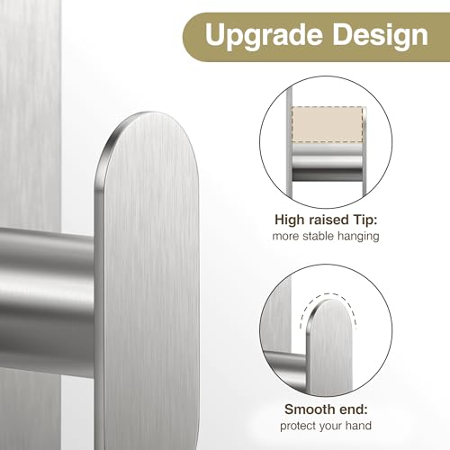 pickpiff Adhesive Towel Hooks: 20LB Extra Strong Wall Hanger, Silver 4 Pack - color: Silver, size: 4 Pack