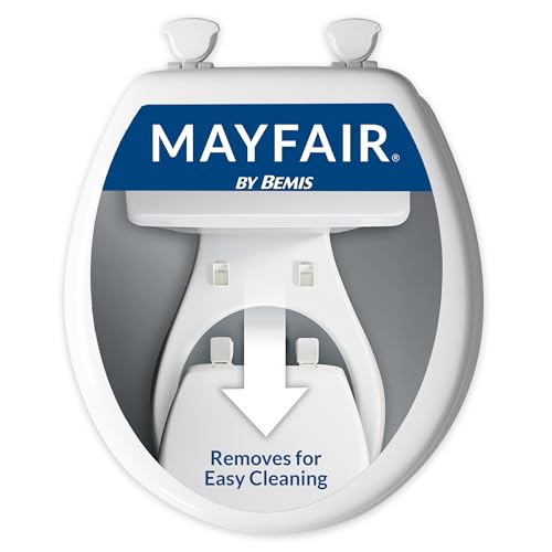 Mayfair Athens Toilet Seat, Easy Clean Hinges and Durable Wood Seat, Round, White - size: Round