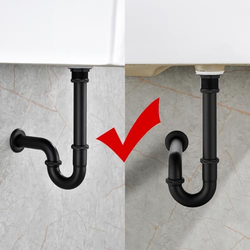 Bathroom Sink Stopper Set Bottle Trap, SUS304 1-1/4 inch Slip Inlet Drain Complete Kit, Lavatory Sink Stopper Set w/Overflow, General US/CA Standard, Matte Black - color: #Matte Black