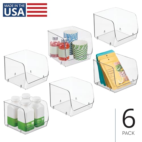 iDesign Stackable Open-Front Storage Bins, Set of 6, Clear | Kitchen and Pantry Organization - style: Pack of 6