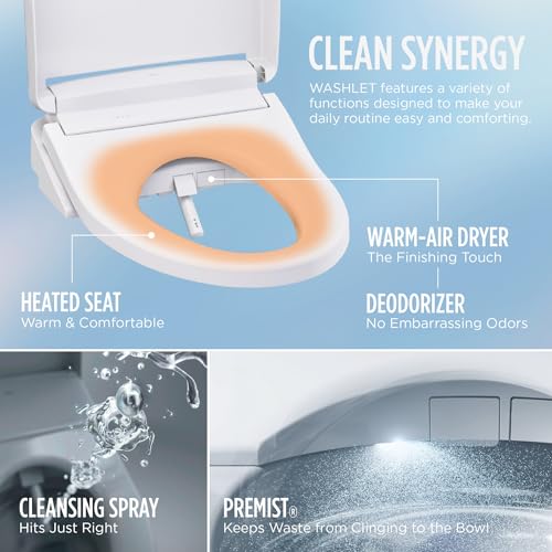 TOTO® WASHLET® S5 Electronic Bidet Toilet Seat with Instantaneous Water Heating, PREMIST and EWATER+ Wand Cleaning, Round, Cotton White - SW3445#01 - color: Cotton White, size: Round