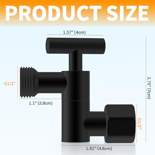 All Metal Shower Head Elbow Adapter Black | Adjustable Shower Head Extension Adapter Shower Arm Extension Connector for Showerhead, Wall Mounted - color: Black