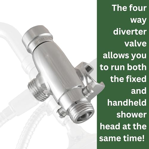 High Sierra® - Solid Lead-Free Metal 4-Way Combo CLASSIC™ Fixed and Handheld Shower Head with Hose. Run Separately or Both at Full Flow - 1.8 GPM per Shower Head - Brushed Nickel Finish - color: Nickel, size: 1.8 GPM