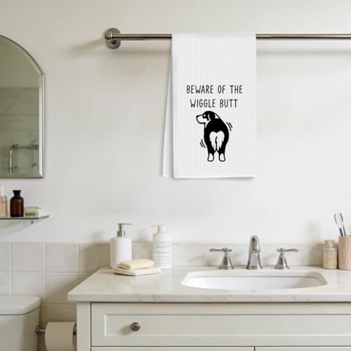 Australian Shepherd Waffle Kitchen Towel Australian Shepherd Gifts | Quick Dry Microfiber Sustainable Dish Towels for Kitchen Home, Funny Australian Shepherd Reusable Hand Towels, Tea Towel - color: Dog Wiggle