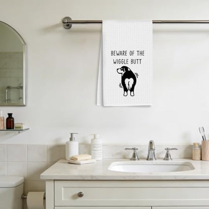 Australian Shepherd Waffle Kitchen Towel Australian Shepherd Gifts | Quick Dry Microfiber Sustainable Dish Towels for Kitchen Home, Funny Australian Shepherd Reusable Hand Towels, Tea Towel - color: Dog Wiggle