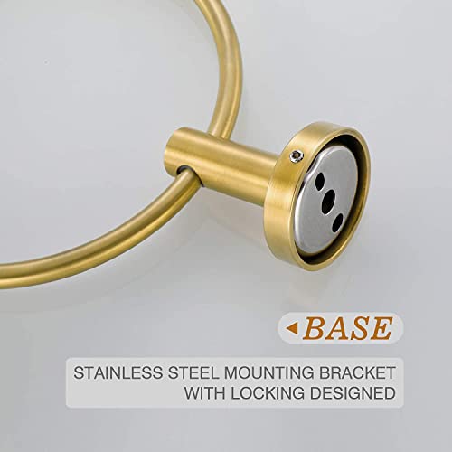 2 Pack Brushed Gold Towel Ring | Hand Towel Holder for Bathroom Wall Mounted, Durable 304 Stainless Steel, Modern Style - color: Brushed Dark Gold