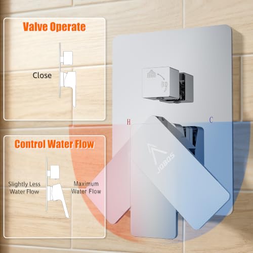 Shower System Modern Rain 8 inches Brass Faucet Set With Valve and Diverter Shower Mixer With Handheld High Pressure Square Rainfall Shower Valve (8'' Wall Mount, Chrome Polished) - color: Chrome Polished, style: 8'' Wall Mount