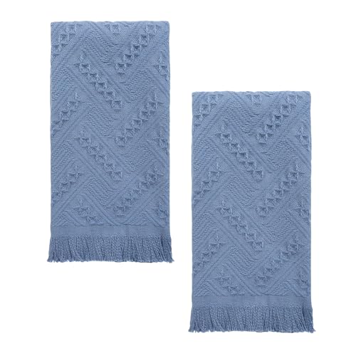 Luxury Decorative Hand Towels Bathroom: Boho Home Deco (04 Blue, 14"x30") | 2 Packs 14X30 100% Cotton Turkish Absorbent Soft Face Towel Set for Kitchen Hotel Spa Farmhouse Guest Tea Gift - color: 04 Blue