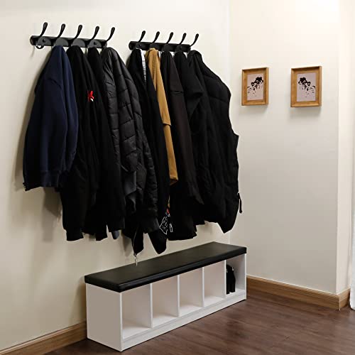 SKOLOO Coat Rack Wall Mount - Modern, Metal Wall Coat Rack with 5 Hooks, Sturdy Wall Mounted Coat Hooks for Hanging Coat, Jacket, Clothes, Hat, Matte Black - color: Black