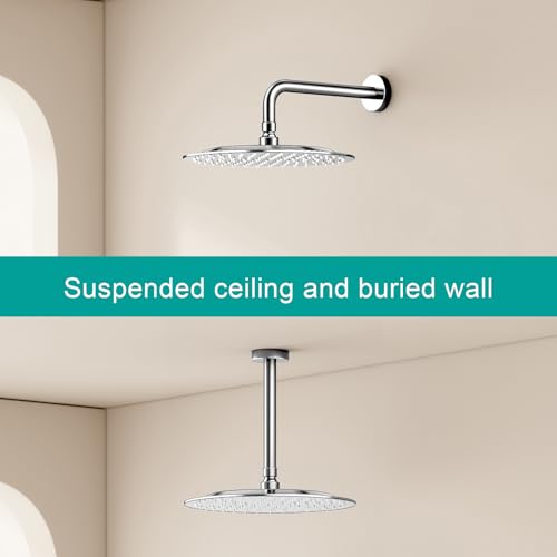 All Metal Rain Shower Head - Heavy Duty Stainless Steel, Easy Install, High Water Flow, Ultra-Thin Modern Design for Bathroom (Chrome, 10) - color: Chrome, size: 10