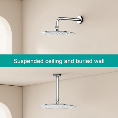 All Metal Rain Shower Head - Heavy Duty Stainless Steel, Easy Install, High Water Flow, Ultra-Thin Modern Design for Bathroom (Chrome, 10) - color: Chrome, size: 10