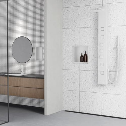 Achelous Stainless Steel Insert Shower Niche 12" X 12" NO Tile Needed, Bathroom Wall Recessed Shelf Organizer, Wall-inserted Caddy, Matte White - color: Matte White, size: 12" X 12"