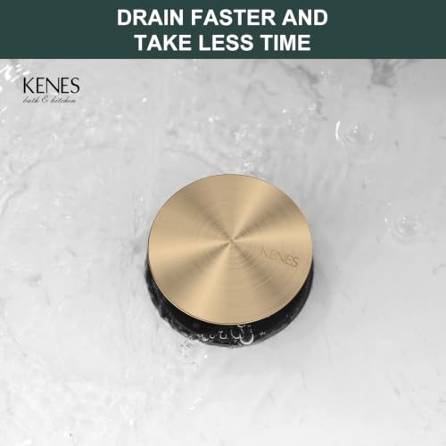Champagne Bronze Pop Up Bathroom Sink Drain Assembly Without Overflow | Bathroom Vanity Sink Drain Assembly, Built-in Anti-Clogging Strainer, Plastic Pop Up Drain for Bathroom Vanity Vessel Sink - color: Champagne Bronze, size: Big Pop up Cap (Without Ove