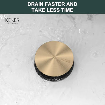 2 Pack Champagne Bronze Pop Up Bathroom Sink Drain Without Overflow | Bathroom Vanity Sink Drain Assembly, Built-in Anti-Clogging Strainer, Plastic Pop Up Drain for Bathroom Vanity Vessel Sink - color: Champagne Bronze X 2, size: Big Pop up Cap (Without O
