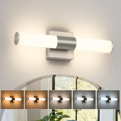 Brushed Nickel Vanity Light for Bathroom Lights Fixtures Over Mirror 5CCT Dimmable Vanity Light Bar 15.74-Inch 12W Bathroom Lighting Fixtures for Mirror - size: 15.74 in-12W-5CCT
