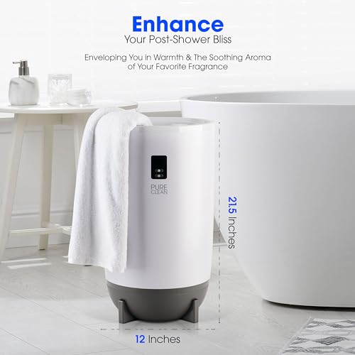 PureClean Towel Warmer Bucket, Portable Blanket Heater for Bathroom and Spa, Customizable Fragrance, Auto Shut-Off, Fits 2 Large Towels, Blankets and Bathrobes, LED Display, Adjustable Timer, Gray - color: Gray