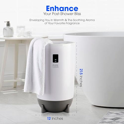 PureClean Towel Warmer Bucket, Portable Blanket Heater for Bathroom and Spa, Customizable Fragrance, Auto Shut-Off, Fits 2 Large Towels, Blankets and Bathrobes, LED Display, Adjustable Timer, Gray - color: Gray