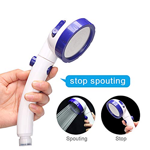 RV & Camper High Pressure Handheld Shower Head with Pause Button | 3 Spray Modes with ON/OFF Switch, Detachable Dog Shower Attachment, Pet Shower Wand with Bracket & Hose, White & Blue - color: White & Blue