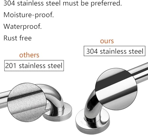 Shower Grab Bar, 1 Pack 12 Inch Bathroom Grab Bar, 304 Stainless Steel 1.25" Diameter Anti-Slip Handicap Grab Bar Support Shower Rail Senior Handrail Shower Safety Bar Handle - size: 12 Inch