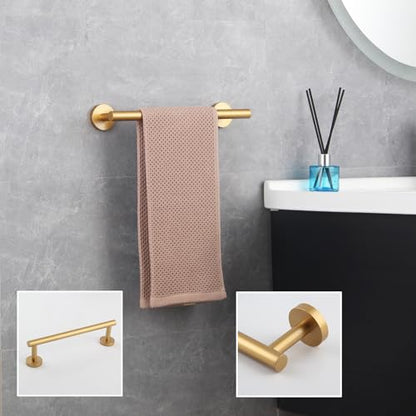 GERZWY 12-Inch Bathroom Towel Bar Modern Round Style Gold Stainless Steel Hand Towel Holder Wall Mount AG1101C30.5-BE - color: Gold, size: 12 Inch (Pack of 1)